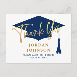 Modern Simple Minimalist Graduation Thank You Announcement Postcard