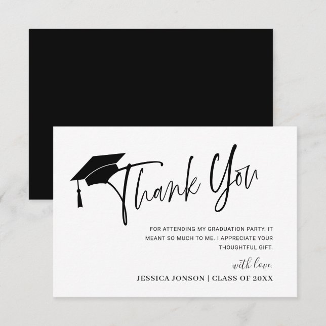 Modern Simple Minimalist Graduation Thank You Card (Front/Back)