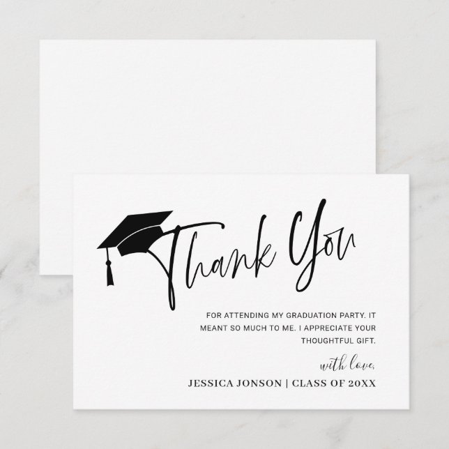 Modern Simple Minimalist Graduation Thank You Card (Front/Back)