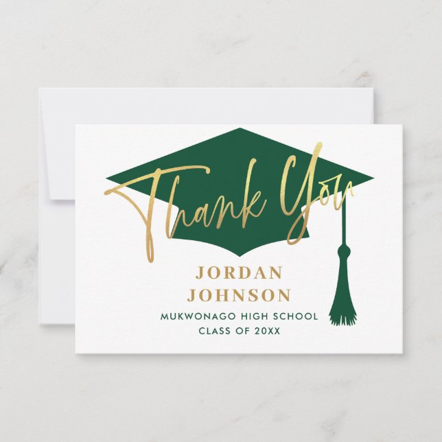 Modern Simple Minimalist Graduation Thank You Card (Front)