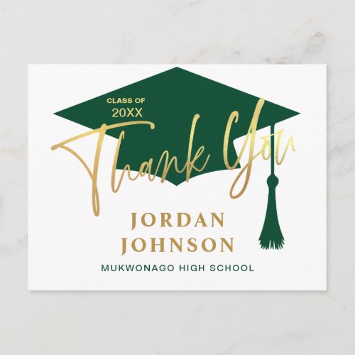 Modern Simple Minimalist Graduation Thank You Postcard