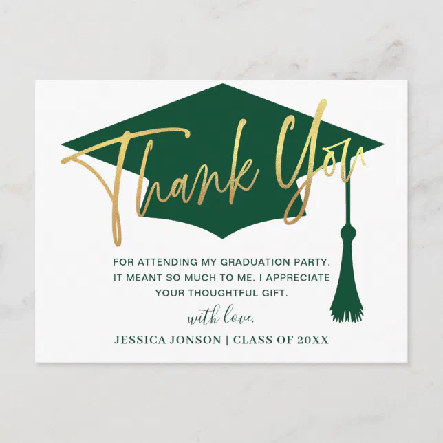 Modern Simple Minimalist Graduation Thank You Postcard Zazzle