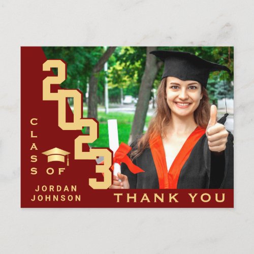 Modern Simple Minimalist Graduation Thank You Postcard