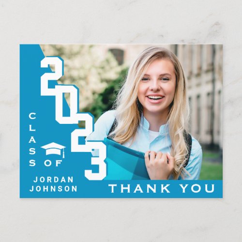 Modern Simple Minimalist Graduation Thank You Postcard