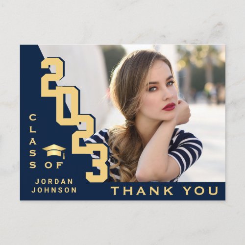 Modern Simple Minimalist Graduation Thank You Postcard