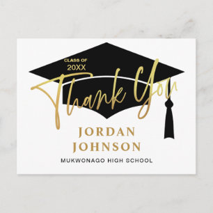Modern Simple Minimalist Graduation Thank You Postcard
