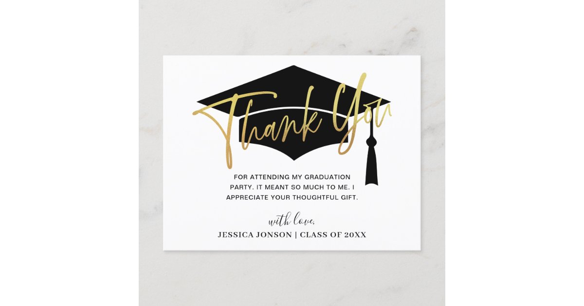 Modern Simple Minimalist Graduation Thank You Postcard