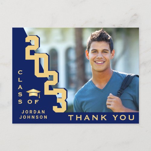 Modern Simple Minimalist Graduation Thank You Postcard