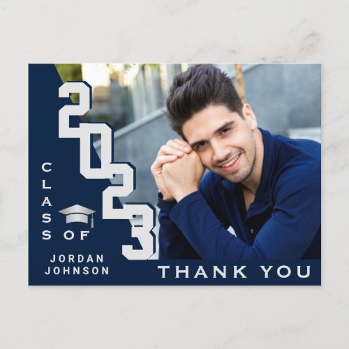 Modern Simple Minimalist Graduation Thank You Postcard