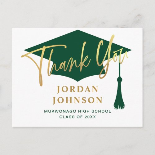 Modern Simple Minimalist Graduation Thank You Postcard