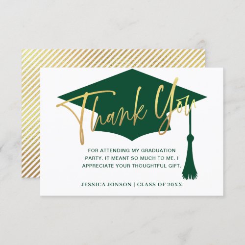 Modern Simple Minimalist Green Graduation Thank You Card