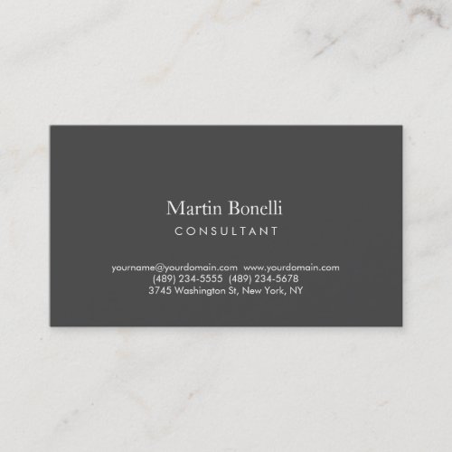 Modern Simple Minimalist Grey Color Business Card