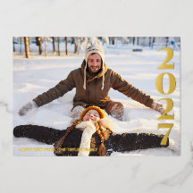 modern simple minimalist Happy New Year foil photo