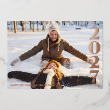 modern simple minimalist Happy New Year foil photo