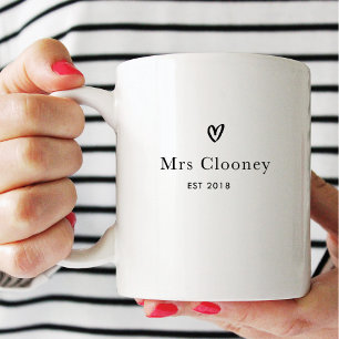 Modern Simple Minimalist Heart Bride Monogram Coffee Mug