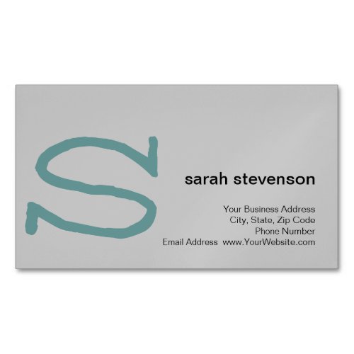 Modern Simple Minimalist Initial Monogrammed Business Card Magnet