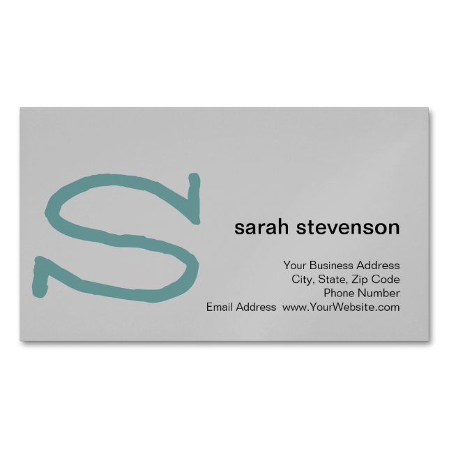 Modern Simple Minimalist Initial Monogrammed Business Card Magnet (Front)