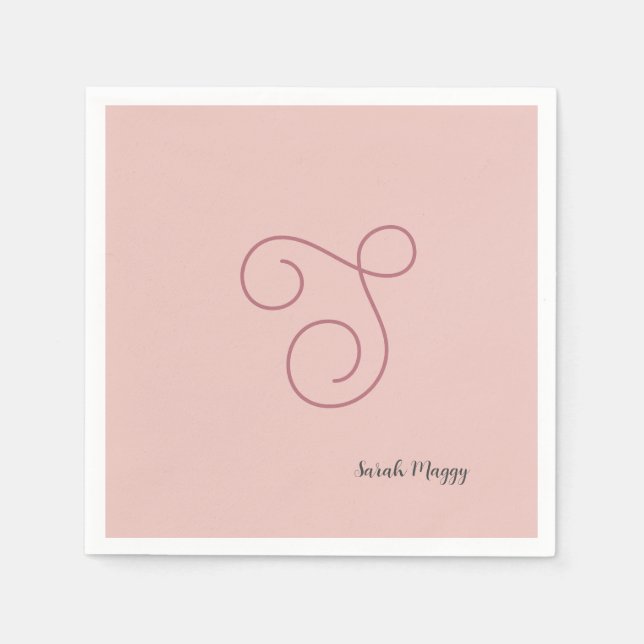 Modern Simple Minimalist Initial Monogrammed Napkins (Front)