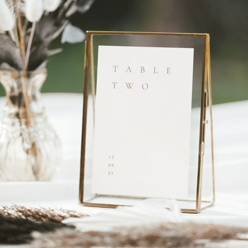 Modern Simple Minimalist Ivory Tan Table Number