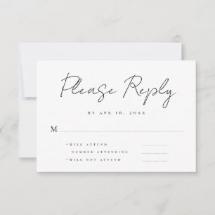 Modern Simple Minimalist Memories Memorial Reply RSVP Card