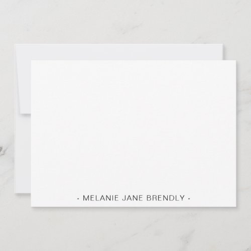 Modern Simple Minimalist Name White Note Card