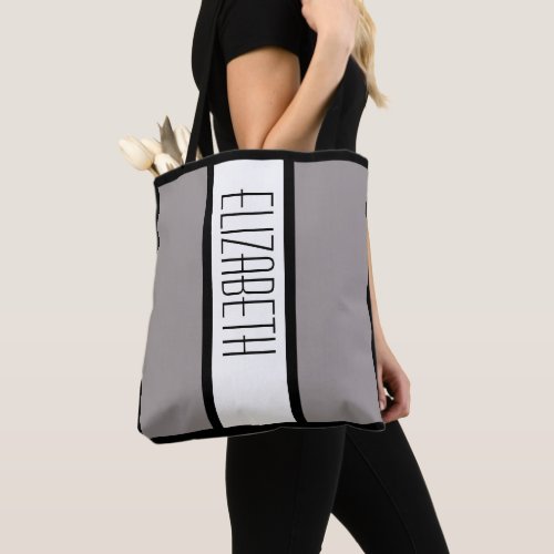 Modern Simple Minimalist Personalized Name Gray Tote Bag