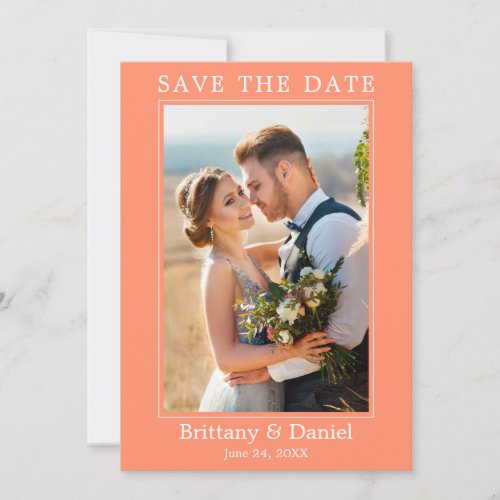 Modern Simple Minimalist Photo Coral Save The Date