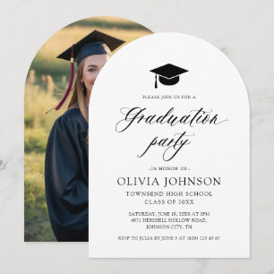 Modern Simple Minimalist Photo Graduation Party Invitation