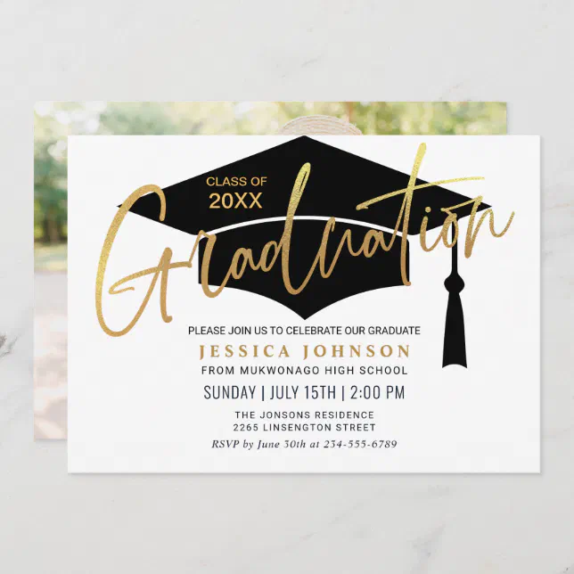 Modern Simple Minimalist PHOTO Graduation Party Invitation | Zazzle