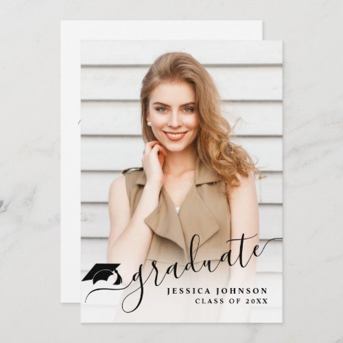 Modern Simple Minimalist PHOTO Graduation Party Invitation