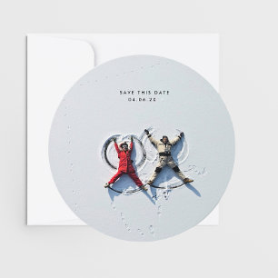 MoDeRN Simple MINIMALIST Photo Round Wedding Save The Date