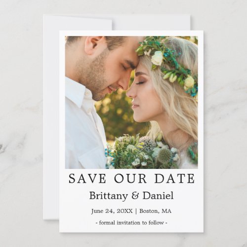 Modern Simple Minimalist  Photo Save Our Date Card