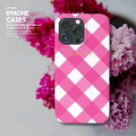 Modern Simple Minimalist Pink Gingham Check  iPhone 13 Pro Case<br><div class="desc">Chic and classic checks never go out of style. 
You can make it exclusively yours by personalising it with your name.</div>