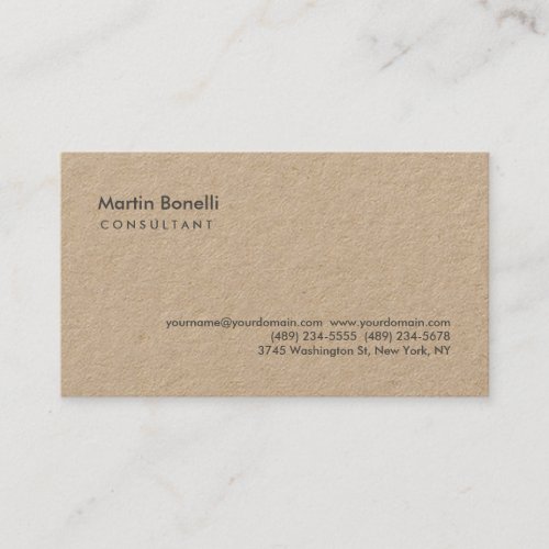 Modern Simple Minimalist Plain Kraft Business Card