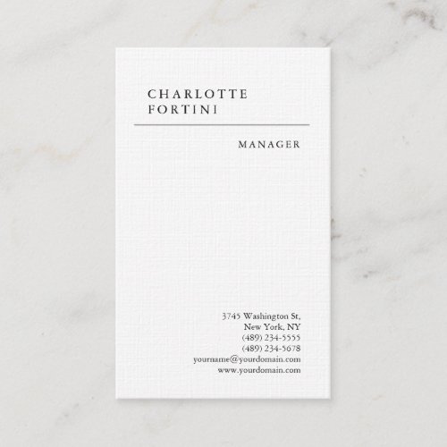 Modern Simple Minimalist Premium Linen Business Card