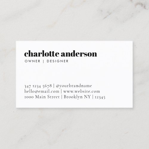 Modern Simple Minimalist Professional Typography Business Card