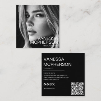 Modern Simple Minimalist Professonal Photo Square Business Card