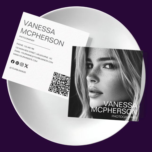 Modern Simple Minimalist Professonal Photo Square Business Card (Creator Uploaded)