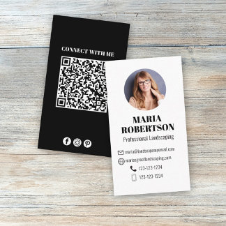 Modern Simple Minimalist QR Code Social Media Business Card