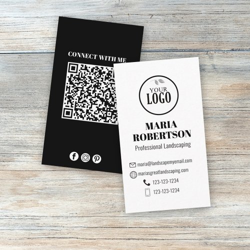 Modern Simple Minimalist QR Code Social Media  Business Card