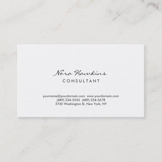 Modern Simple Minimalist Red White Consultant Business Card (Front)