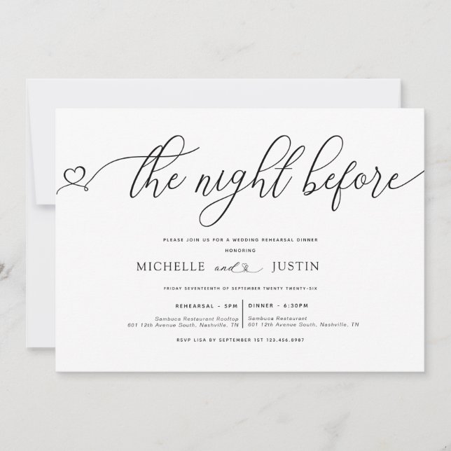  Modern Simple Minimalist Rehearsal Dinner  Invita Invitation (Front)