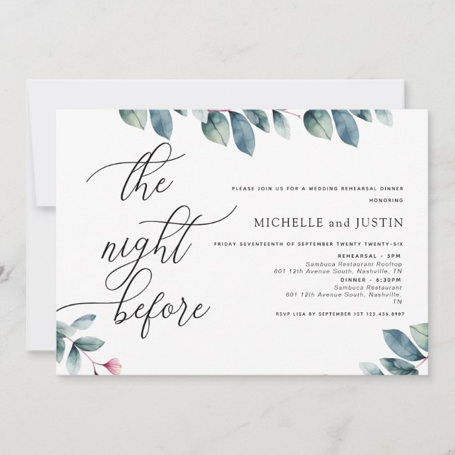  Modern Simple Minimalist Rehearsal Dinner  Invita Invitation (Front)