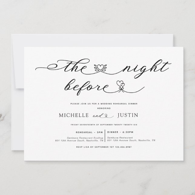  Modern Simple Minimalist Rehearsal Dinner  Invita Invitation (Front)