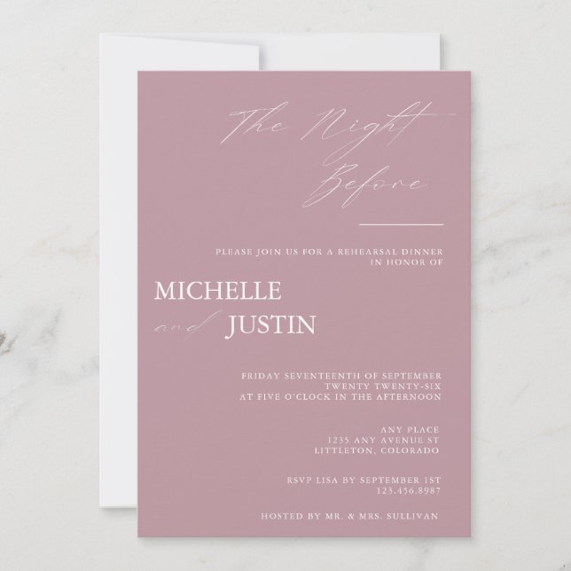  Modern Simple Minimalist Rehearsal Dinner  Invita Invitation (Front)