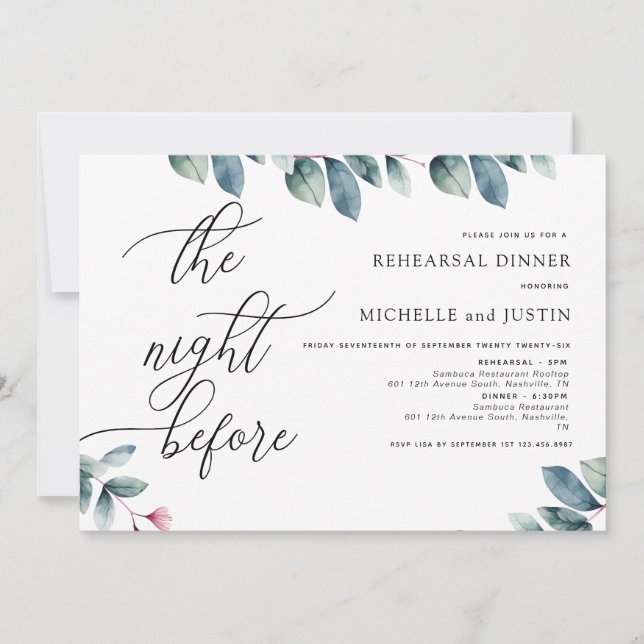  Modern Simple Minimalist Rehearsal Dinner  Invita Invitation (Front)