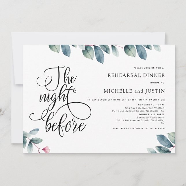  Modern Simple Minimalist Rehearsal Dinner  Invita Invitation (Front)