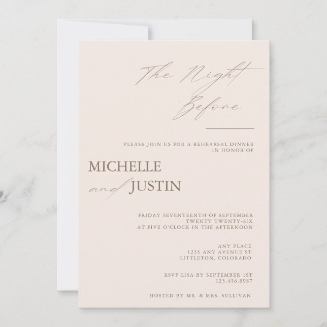 Modern Simple Minimalist Rehearsal Dinner  Invitation (Front)