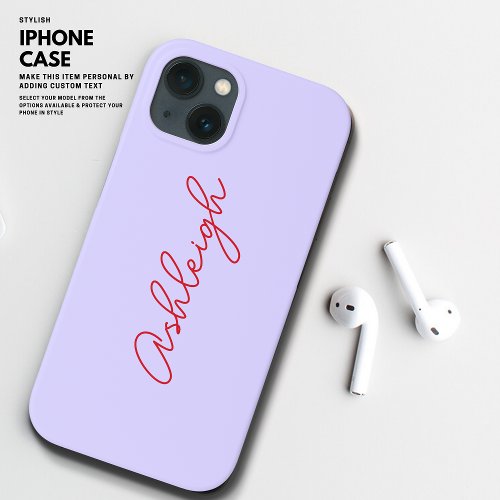 Modern Simple Minimalist Script Red and Purple iPhone 13 Case