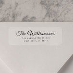 Modern Simple Minimalist Script Return Address Label<br><div class="desc">Modern yet elegant,  simple yet chic return address label in minimalist script and modern typography,  perfect for weddings on plain white background (customizable under "customize further".</div>